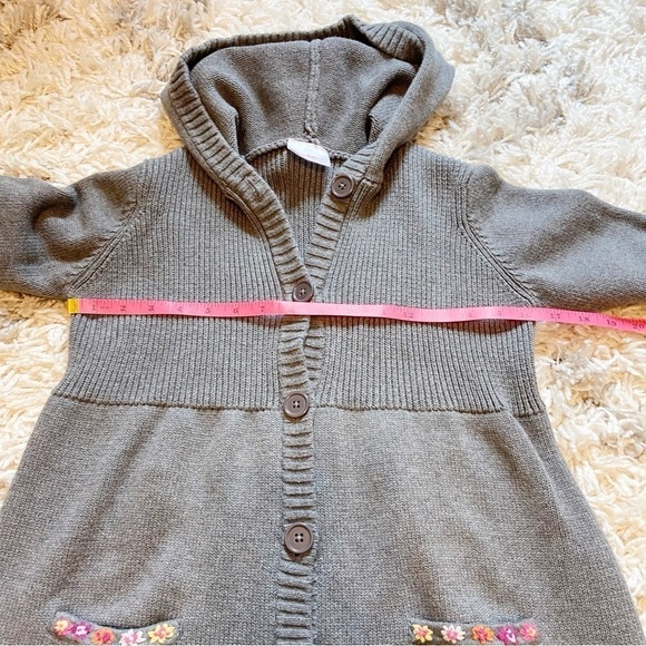 Hanna Anderson | Knit Long Hooded Embroidered Cardigan Sweater Size 150- US 12 - Picture 9 of 10
